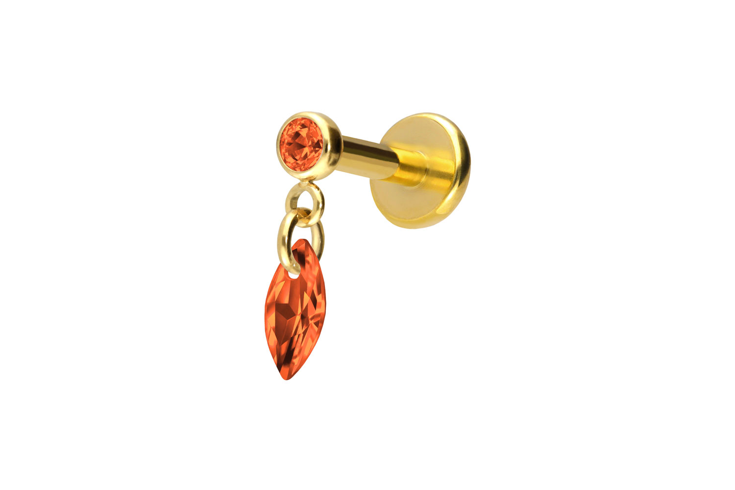 Titan Labret Piercing mit Push Fit KRISTALLOVAL